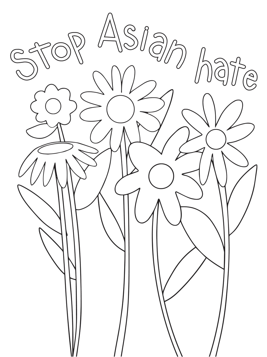 STOP ASIAN HATE COLORING PAGE | INSTANT DOWNLOAD