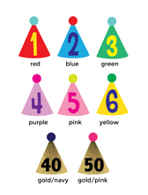 CUSTOM BIRTHDAY HAT STICKERS <p style=font-size:14px>*more colors</p>