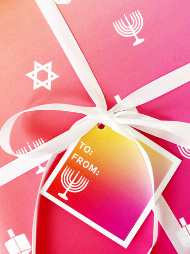 PINK HANNUKAH | 4 GIFT TAGS